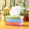 Retro living room tissue box as an aged home study and bedroom rectangular creative book resin tissue box decoration details Picture